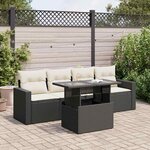 vidaXL Salon de jardin 5 Pièces avec coussins noir résine tressée