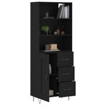 vidaXL Buffet haut Noir 69 5x34x180 cm Bois d'ingénierie