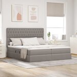 vidaXL Lit de rangement LED avec matelas Taupe 180 x 200 cm Tissu
