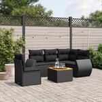 vidaXL Salon de jardin 6 Pièces avec coussins noir résine tressée