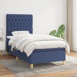 vidaXL Sommier à lattes de lit avec matelas Bleu 90x200 cm Tissu