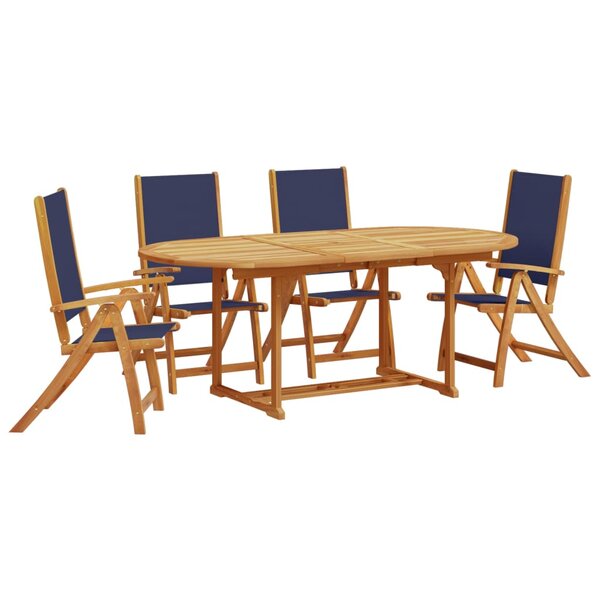 vidaXL Ensemble à manger de jardin 5Pièces bois d'acacia solide textilène