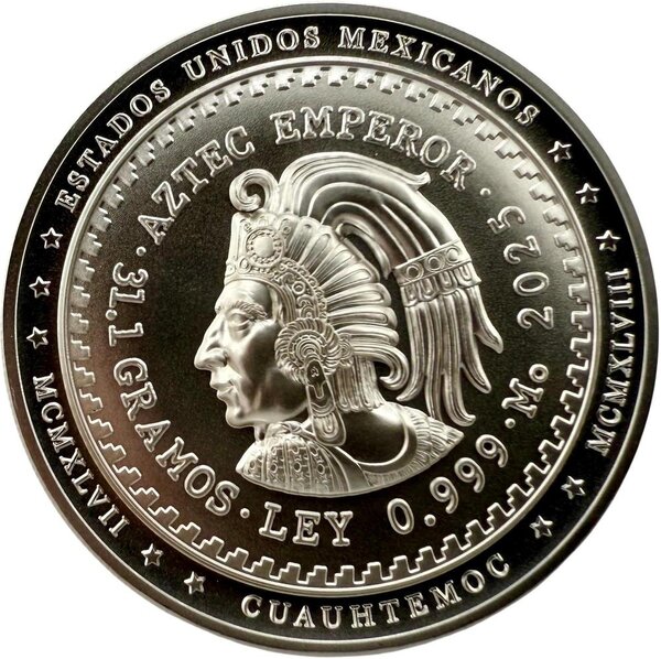 Pièce de monnaie en Argent 2 Dollars g 31.1 (1 oz) Millésime 2025 AZTEC EMPEROR CUAUHTÉMOC