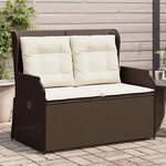 vidaXL Banc de jardin avec coussin Marron Poly rotin