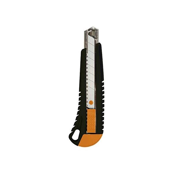 Cutter 18 mm à rail métallique corps plastique noir orange FISKARS