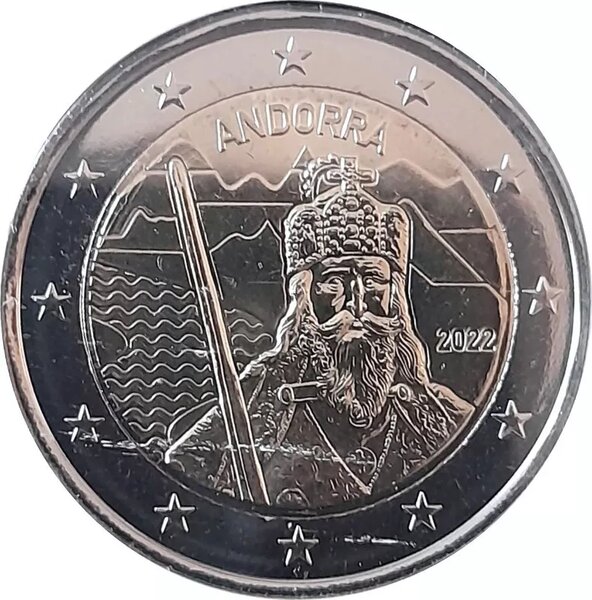 2 euros commémorative Andorre UNC 2022 - Légende de Charlemagne.