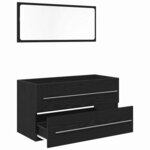 Cabinet de lavabo vidaXL avec miroir Chêne noir 90x45x1 5 cm Bois d'ingénierie