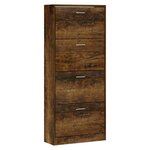 vidaXL Armoire à chaussures Chêne fumé 63x24x147 cm Bois d'ingénierie