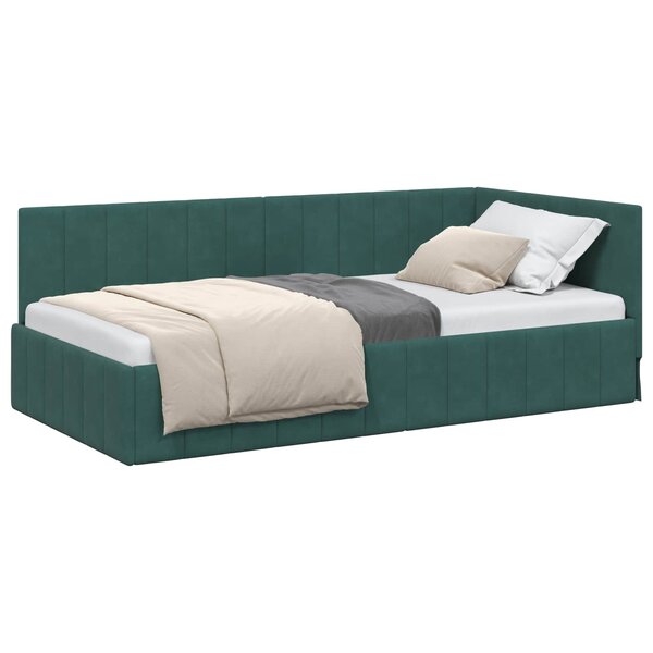 vidaXL Cadre de lit d'angle Vert foncé 100 x 200 cm Velours