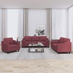 vidaXL Ensemble de canapés 3 Pièces avec coussins rouge bordeaux tissu