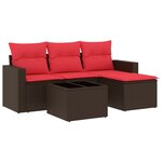 vidaXL Salon de jardin avec coussins 5 Pièces marron résine tressée
