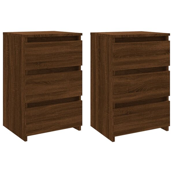 vidaXL Tables de chevet 2Pièces Chêne marron 40x35x62 5cm Bois ingénierie