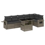 vidaXL Salon de jardin avec coussins 7 Pièces gris résine tressée