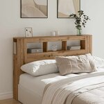 vidaXL Tête de lit à LED chêne artisanal 160x18 5x103 5 cm