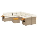 vidaXL Salon de jardin avec coussins 9 Pièces beige résine tressée