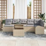 vidaXL Ensemble de canapé de jardin 7 Pièces Beige Poly rotin