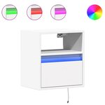 vidaXL Tables de chevet murales avec lumières LED 2 Pièces blanc