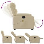 vidaXL Fauteuil de massage inclinable Crème Tissu