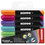 Etui de 6 Marqueurs Permanent K MARKER Pointe Biseautée KORES