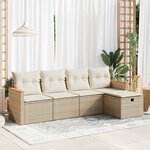 vidaXL Salon de jardin avec coussins 5 Pièces beige résine tressée