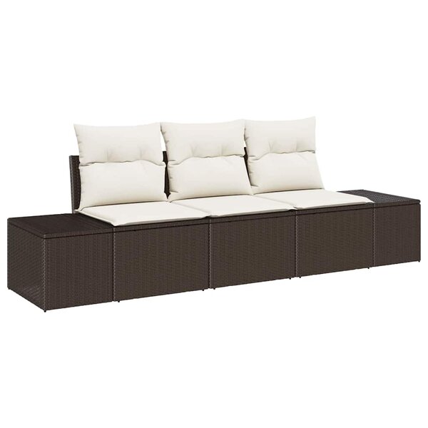 vidaXL Ensemble de canapé de jardin 3 Pièces Marron Poly rotin