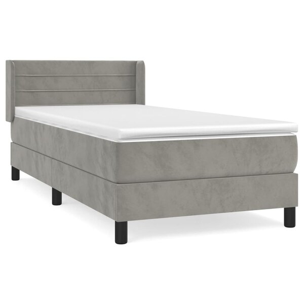 vidaXL Sommier à lattes de lit et matelas Gris clair 90x200 cm Velours