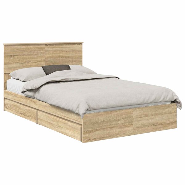 vidaXL Lit de Rangement Chêne Sonoma 120 x 200 cm Bois d'ingénierie