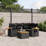 vidaXL Salon de jardin 5 Pièces avec coussins noir résine tressée