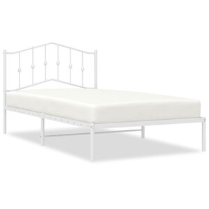 vidaXL Cadre de lit métal sans matelas et tête de lit blanc 107x203 cm