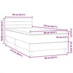 vidaXL Sommier à lattes de lit et matelas et LED gris clair 90x210 cm velours