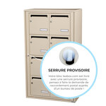 Bloc collectif Leabox 2x4 grade 3 simple face intérieur fixation murale ivoire ral 1015 finition brillante