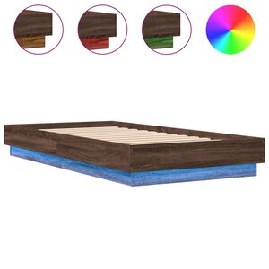 vidaXL Cadre de lit sans matelas avec lumières LED 75x190 cm