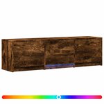 vidaXL Meuble TV avec LED avec LED Chêne Fumé 140 x 34 x 40 cm