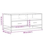 vidaXL Table basse chêne sonoma 100x50x45cm bois d'ingénierie et métal