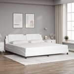 vidaXL Cadre de lit avec lumières LED blanc 200x200 cm similicuir