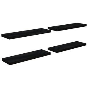 vidaXL Étagère murale flottante 4 Pièces Noir brillant 80x23 5x3 8 cm MDF
