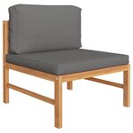vidaXL Salon de jardin 3 Pièces avec coussins gris foncé Bois de teck