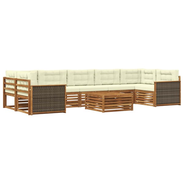 vidaXL Ensemble de canapés d'extérieur 8 pc Naturel et Crème
