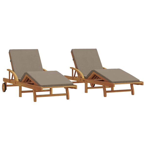 vidaXL Transat 2 Pièces Taupe 200 x 67 x 84 cm Bois d'Acacia Massif