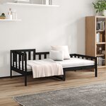 vidaXL Lit de jour Noir 90x200 cm Bois de pin massif