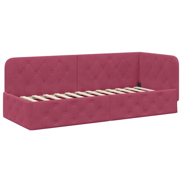 vidaXL Cadre de lit d'angle Bordeaux 80 x 200 cm Velours