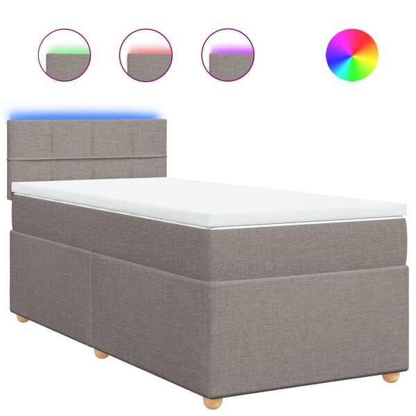 vidaXL Sommier à lattes de lit avec matelas Taupe 90x190 cm Tissu