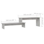 vidaXL Meuble TV Gris béton 180x30x43 cm Bois d'ingénierie