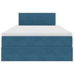 vidaXL Lit de Rangement avec matelas Bleu foncé 120 x 200 cm Velours