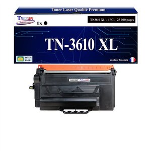 T3AZUR- Toner compatible avec Brother HL-L6410DN MFC-L6910DN TN-3610 XL Noir (25 000 pages)