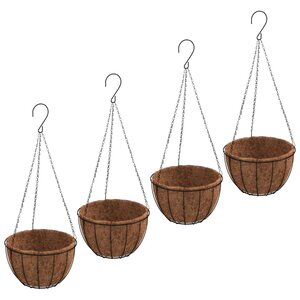 vidaXL Jardinières suspendues 4 Pièces avec doublure coco Noir Ø 30x52 cm