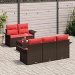 vidaXL Ensemble de canapé de jardin 6 Pièces Beige et Rouge polyrotin