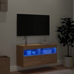 vidaXL Meuble TV mural avec lumières LED chêne sonoma 80x30x40 cm