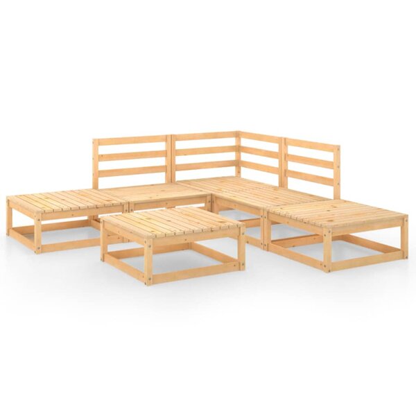 Salon de jardin meuble d'extérieur ensemble de mobilier 6 pièces bois de pin massif 02_0017000
