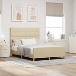 vidaXL Cadre de lit avec tête de lit Crème 140 x 190 cm tissu